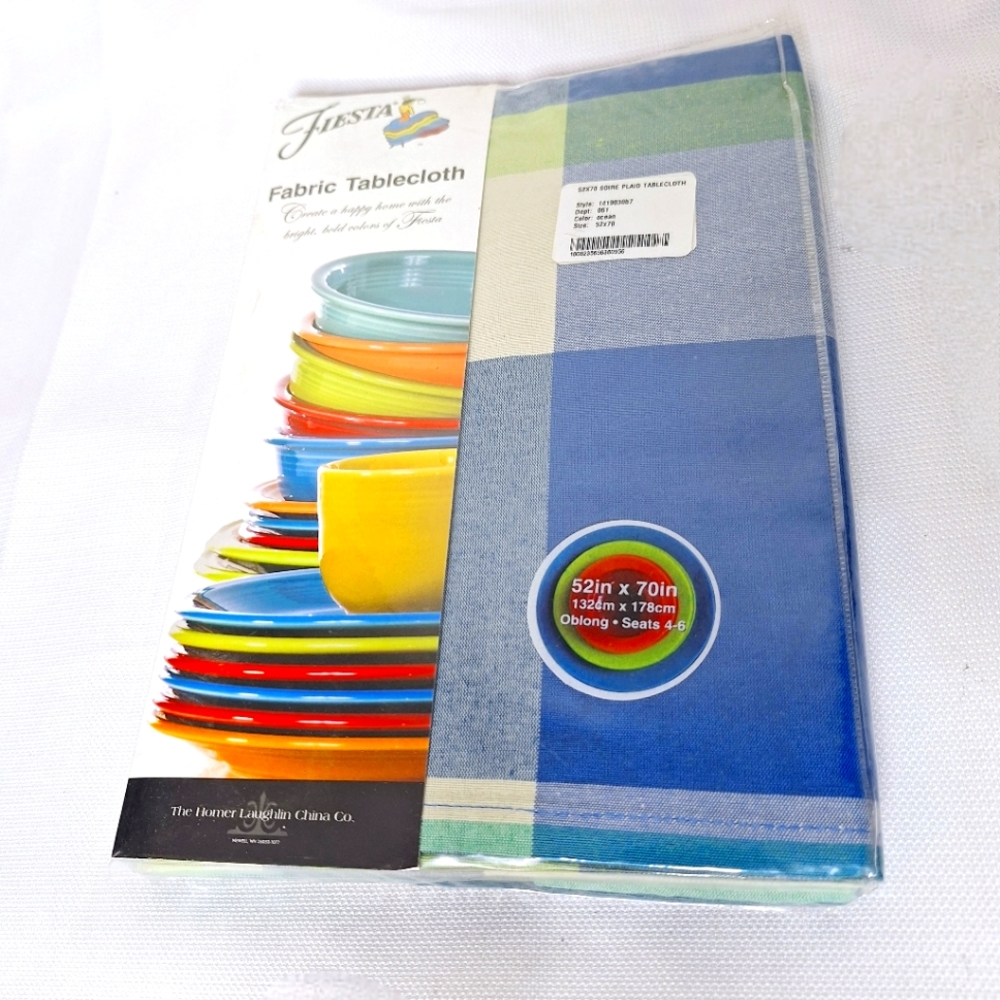 Fiesta Brand" The Plaid Fiesta" Soire Plaid oblong tablecloth.